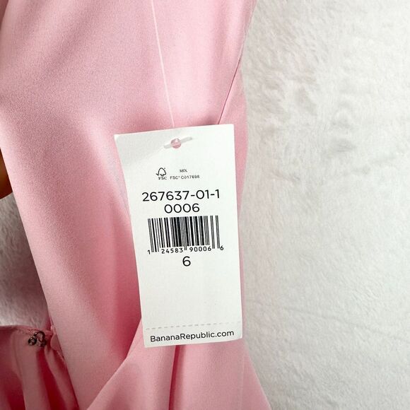 Banana Republic Pleated Laser Cut Midi Dress Size 6 NEW Pink Feminine Romantic - Picture 8 of 9